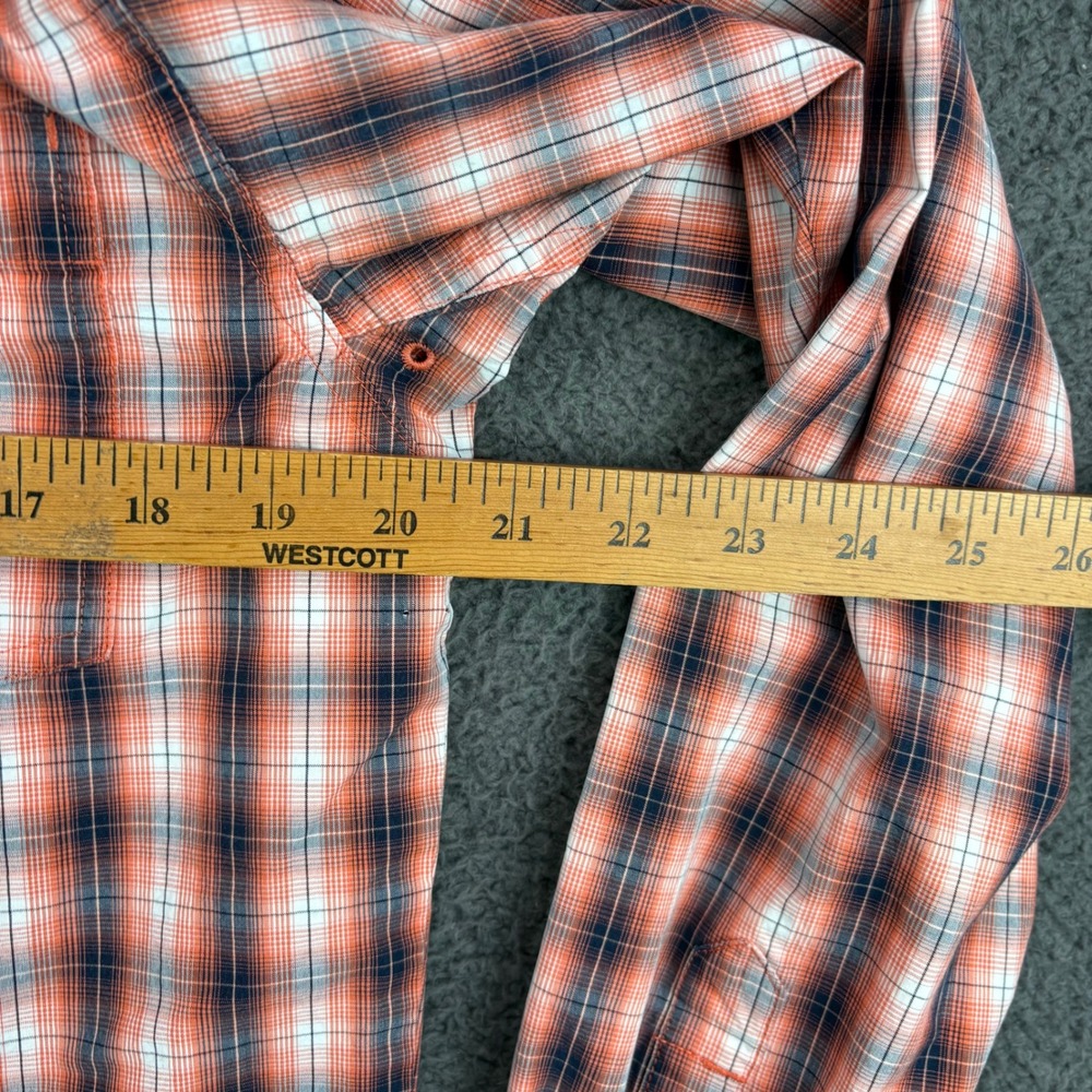 Ariat Pro Series Mens Plaid Long Sleeve Button Up Shirt Orange‎ Navy Blue Size M - Picture 4 of 8